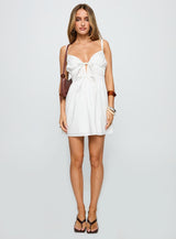 Viviette Ruched Mini Dress White