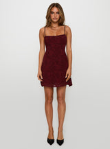 South Of France Mini Dress Burgundy