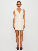 Faithfully Embroidered Mini Dress Beige