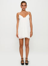 Baby Honey Pleat Mini Dress White