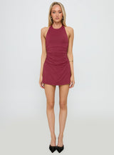 Traye Ruched Mini Dress Burgundy