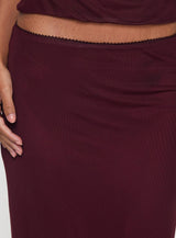 Reiko Lace Trim Tie Front Maxi Set Burgundy
