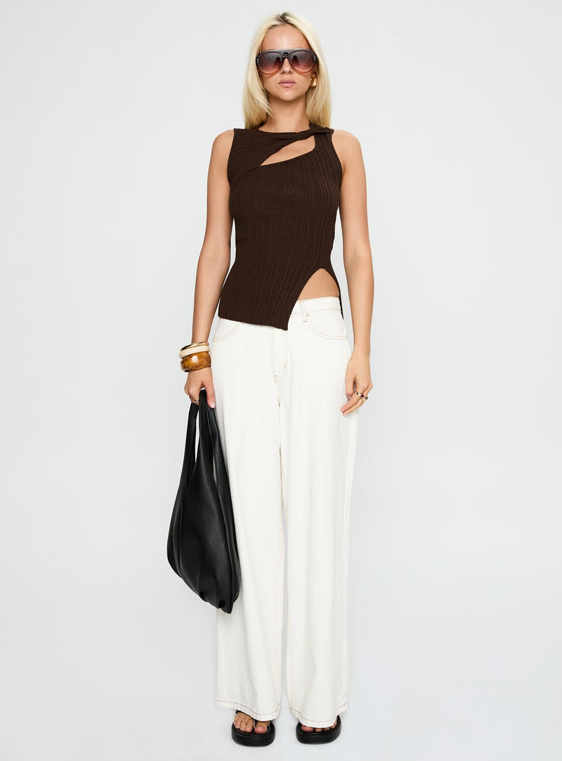 Cash Out Twist Detail Top Chocolate