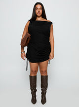 Bella Luna Ruched Mini Dress Black Curve