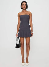 Twin Flame Strapless Mini Dress Slate Grey