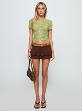 Lindy Button Up Sheer Top Green