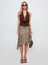 Treat You Better Plunge Hardware Detail Top Chocolate