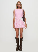 Kandie Patchwork Mini Dress Pink Multi Petite