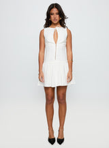 Alissea Keyhole Linen Blend Mini Dress White