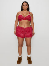 Slow Start Pointelle Sleep Short Red Curve