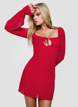 Bayford Long Sleeve Mini Dress Red