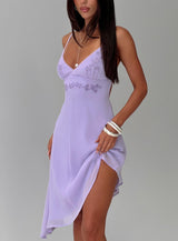 Secret Gardens Asymmetrical Midi Dress Purple