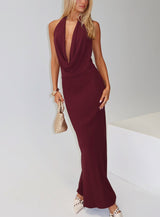 Vortexa Halter Maxi Dress Currant
