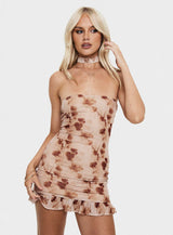 Stockton Strapless Mini Dress Beige Floral
