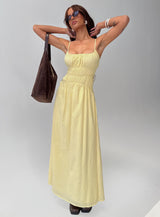 Magnolie Shirred Maxi Dress Yellow Stripe
