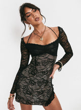 Aubriella Lace Mini Dress Black