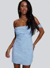 Zabbarra Off The Shoulder Mini Dress Blue