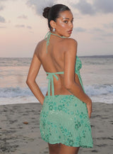 What A Coincidence Beaded Mini Skirt Teal