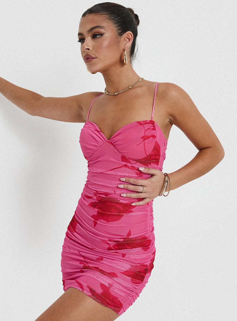 Stevens Mini Dress Pink Floral