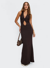 No Hard Feelings Twist Maxi Dress Brown
