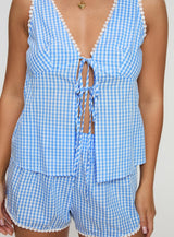 Jaycob Tie Front Set Blue Gingham