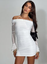 Taylon Off The Shoulder Mini Dress White