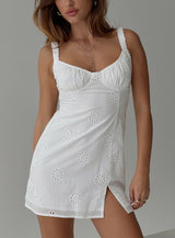 A Kiss Mini Dress White