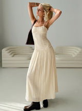 Quinley Shirred Maxi Dress Cream