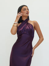 Rosaminta Halter Maxi Dress Plum Petite