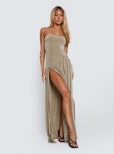 Inka Strapless Maxi Dress Taupe