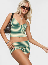 Miztaray Shorts Green / Cream Stripe