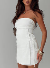 New Beginnings Strapless Mini Dress White