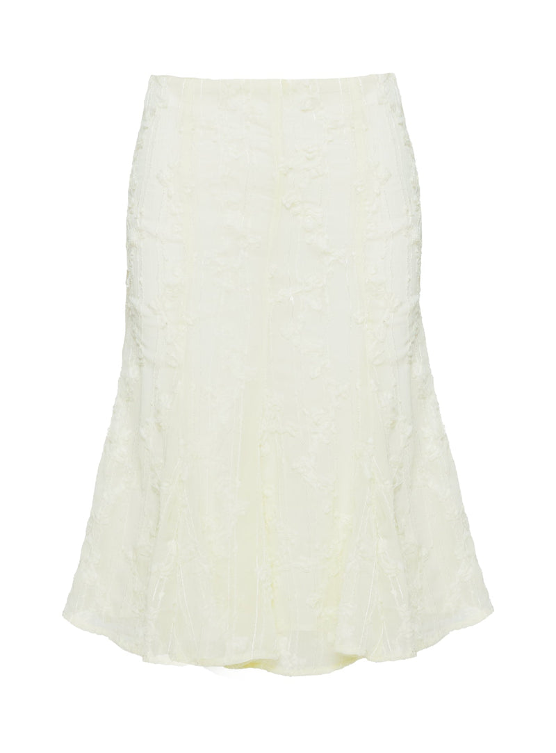 Aspyn Embroidered Midi Skirt Yellow