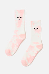 Heart Eyes Mid-Calf Gym Socks - Pink Tie Dye