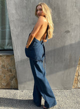 Top Model Low Rise Straight Leg Jeans Dark Denim