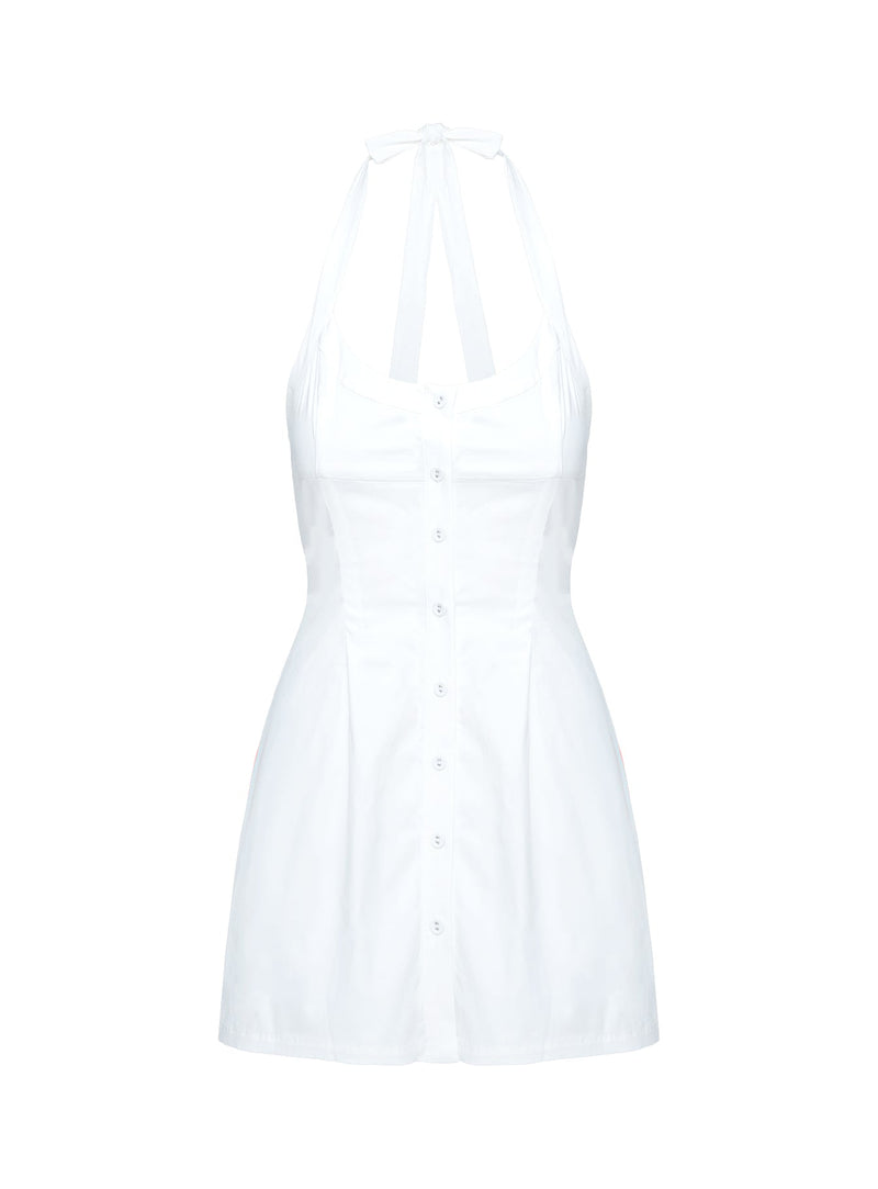 Mallorie Halter Mini Dress White
