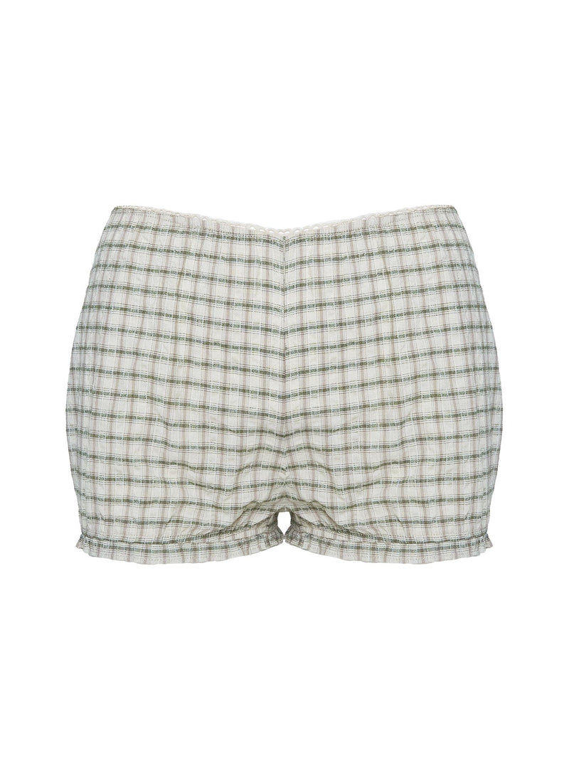 Mousie Micro Shorts Cream Plaid