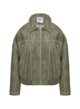 Tanza Faux Leather Jacket Washed Green
