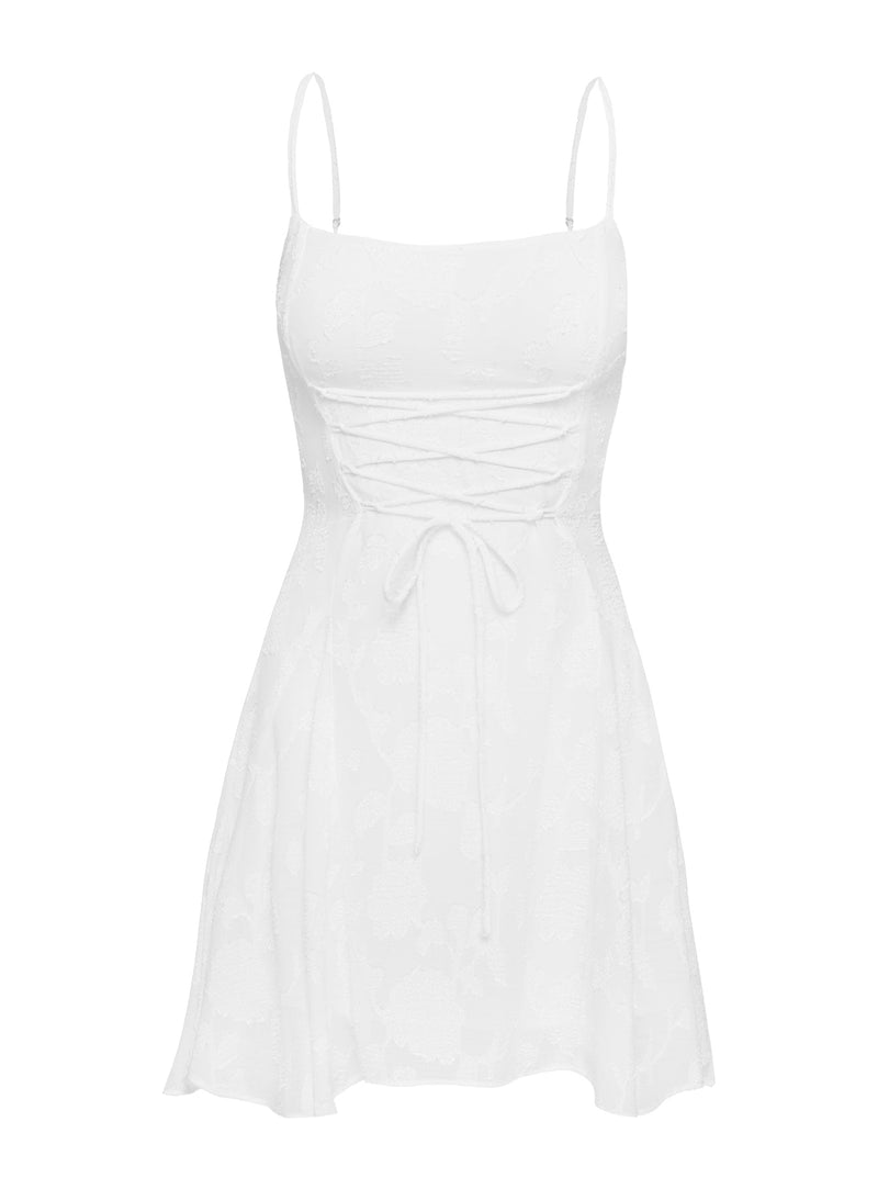 Wispie Lace Up Mini Dress White